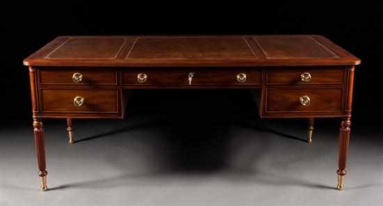 Appraisal: Kittinger late Federal style carved mahogany kneehole desk with gilt