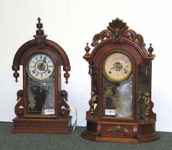 Appraisal: Two American Aesthetic walnut mantel clocks late th century Each