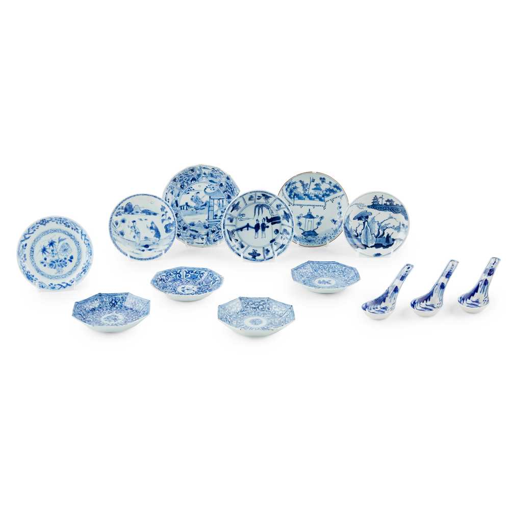 Appraisal: GROUP OF THIRTEEN BLUE AND WHITE WARES comprising ten various