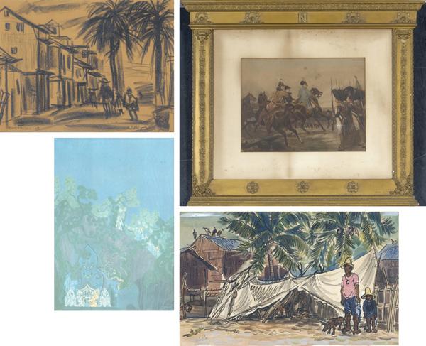 Appraisal: GLOBAL ART Seven pieces of art most framed Frederick Stuart