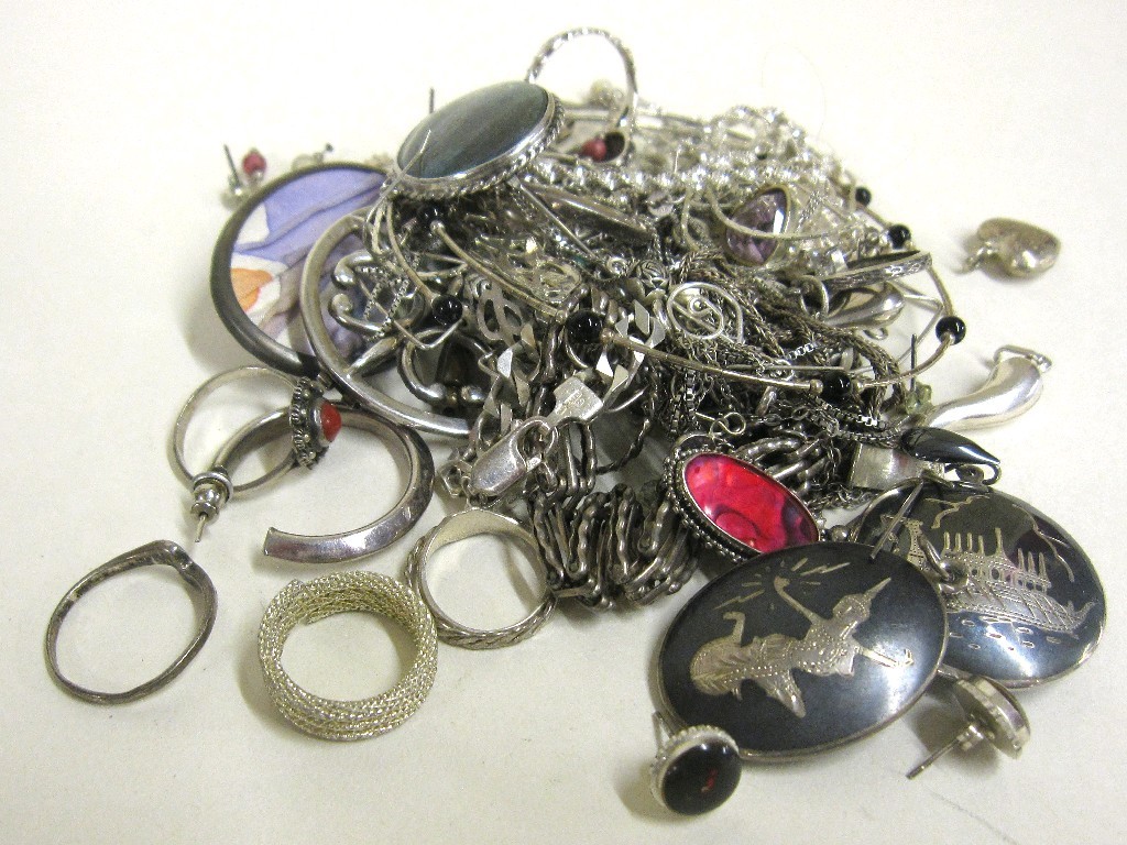 Appraisal: Lot of silver jewellery to include Siamese pendants neckchains earrings