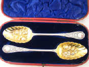 Appraisal: A pair of late Victorian silver berry spoons in original