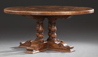 Appraisal: Large Walnut Farmhouse Table th c the thick c Large