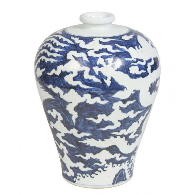 Appraisal: Large Chinese Blue and White Meiping Porcelain Baluster Vase th