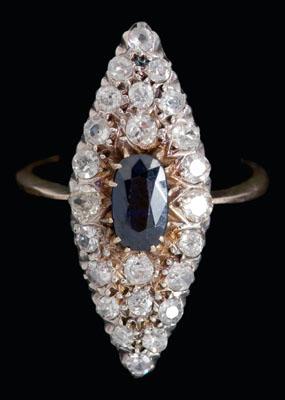 Appraisal: Vintage sapphire diamond ring central oval faceted blue sapphire estimated