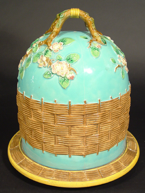 Appraisal: Victorian George Jones Majolica cheese dome and stand the dome