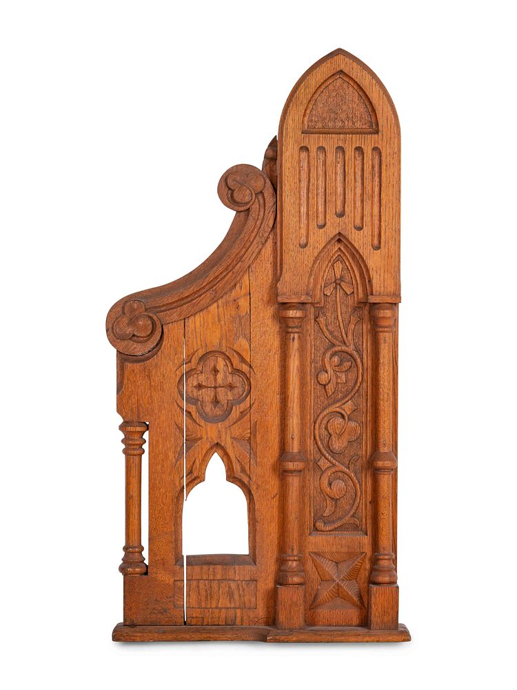 Appraisal: A Gothic Revival Carved Oak Architectural Panel A Gothic Revival