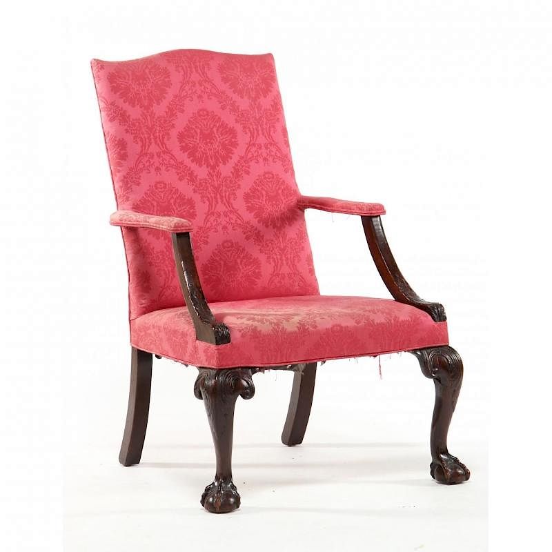 Appraisal: George III Carved Arm Chair late th century mahogany shaped