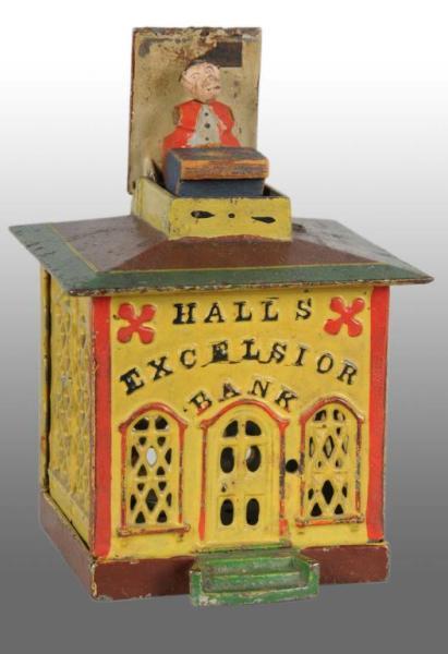 Appraisal: Cast Iron Hall's Excelsior Mechanical Bank Description American Manufactured by