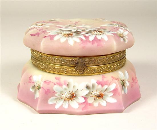 Appraisal: Nakara Dresser Box Box with hinged cover Rose pink shading