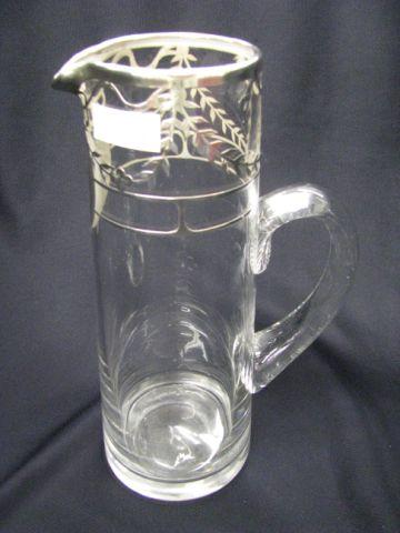 Appraisal: Silver Overlay Crystal Tankard flowering vine decor