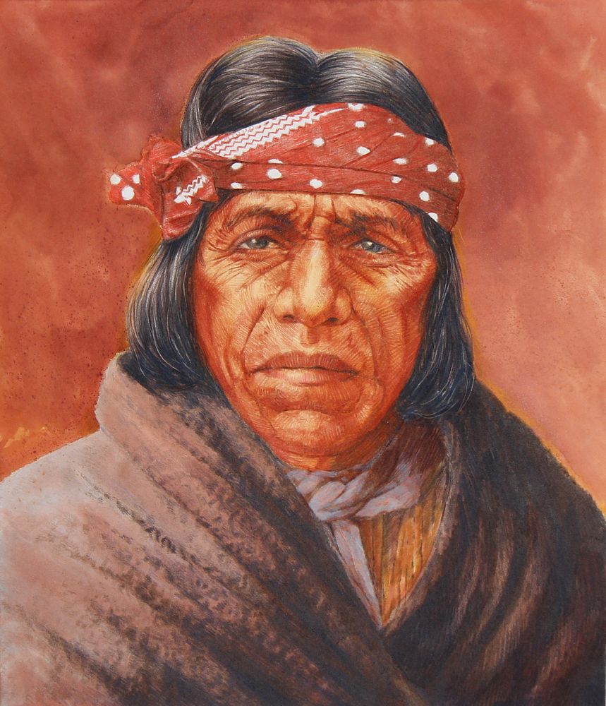 Appraisal: Paul Calle Chris Calle Acoma Indian Portrait Paul Calle -