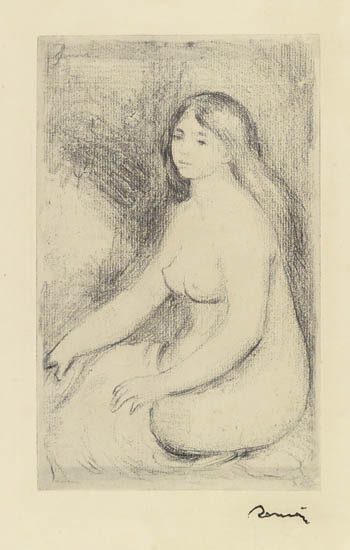 Appraisal: PIERRE-AUGUSTE RENOIR Baigneuse assise Soft-ground etching on cream wove paper