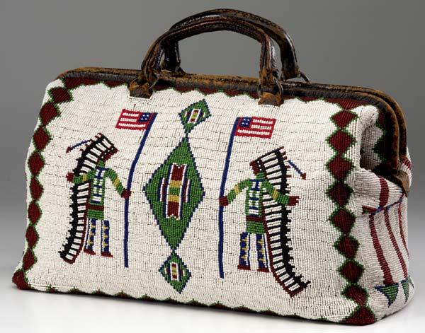 Appraisal: NATIVE AMERICAN PLAINS Beaded doctor s bag probably Sioux stitched