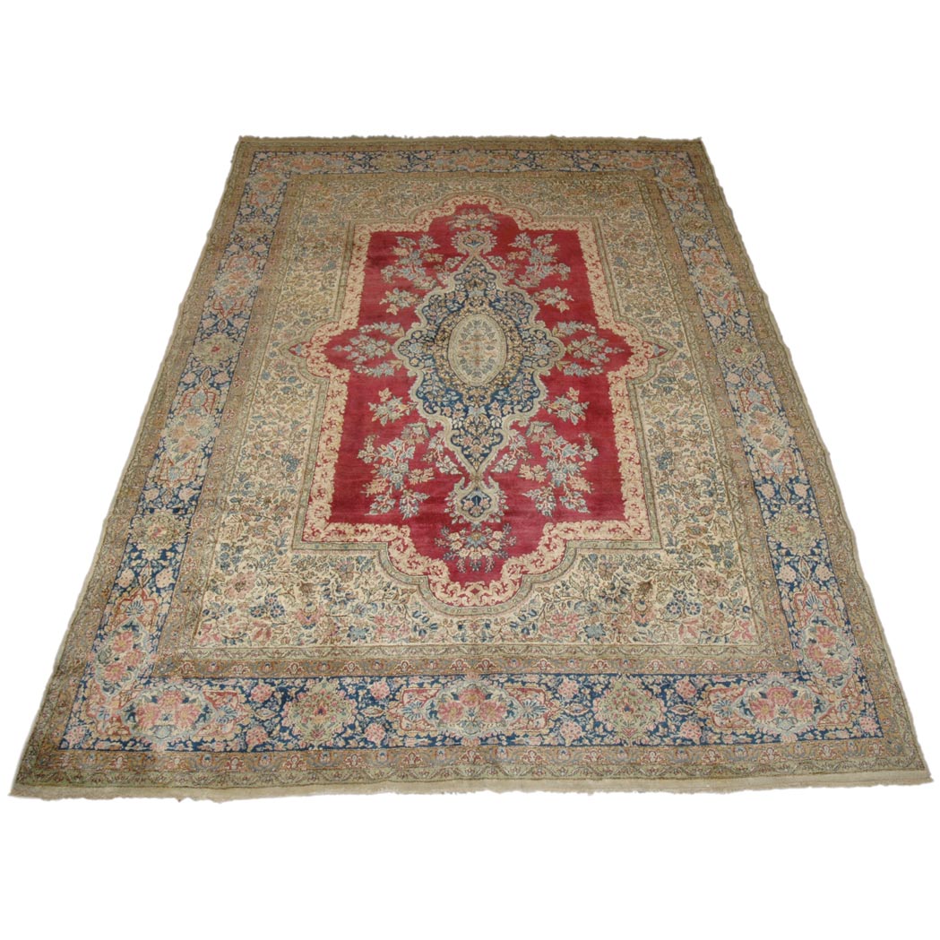 Appraisal: Kirman Carpet Southeast Persia circa The crimson field with a