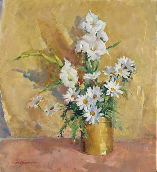 Appraisal: NAN GREACEN American - STILL LIFE WITH DAISIES Unframed oil