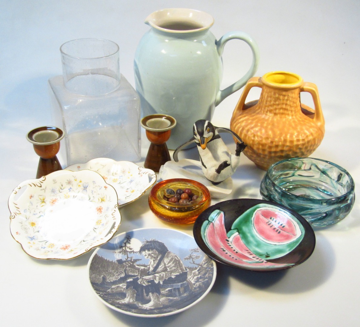 Appraisal: Various Studio pottery glassware etc to include a Mdina style