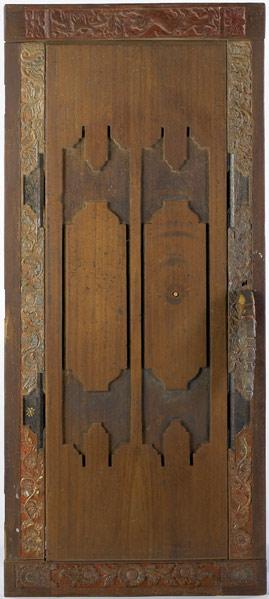 Appraisal: CARVED WOOD INDIAN DOOR In mahogany from the home of