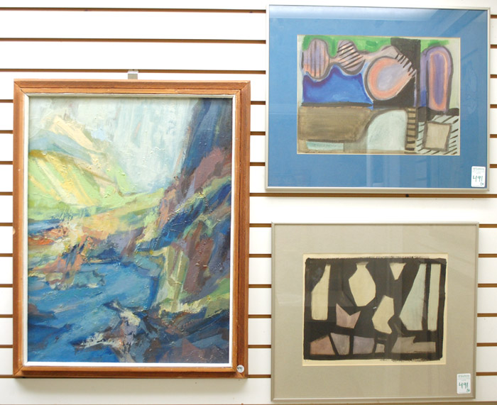 Appraisal: THREE PAINTINGS Shepard Levine oil on board Oregon born titled