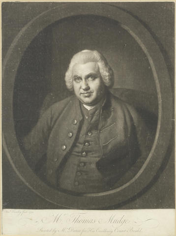 Appraisal: Portrait of Thomas Mudge Chaloner Smith Mezzotint by Charles Townley