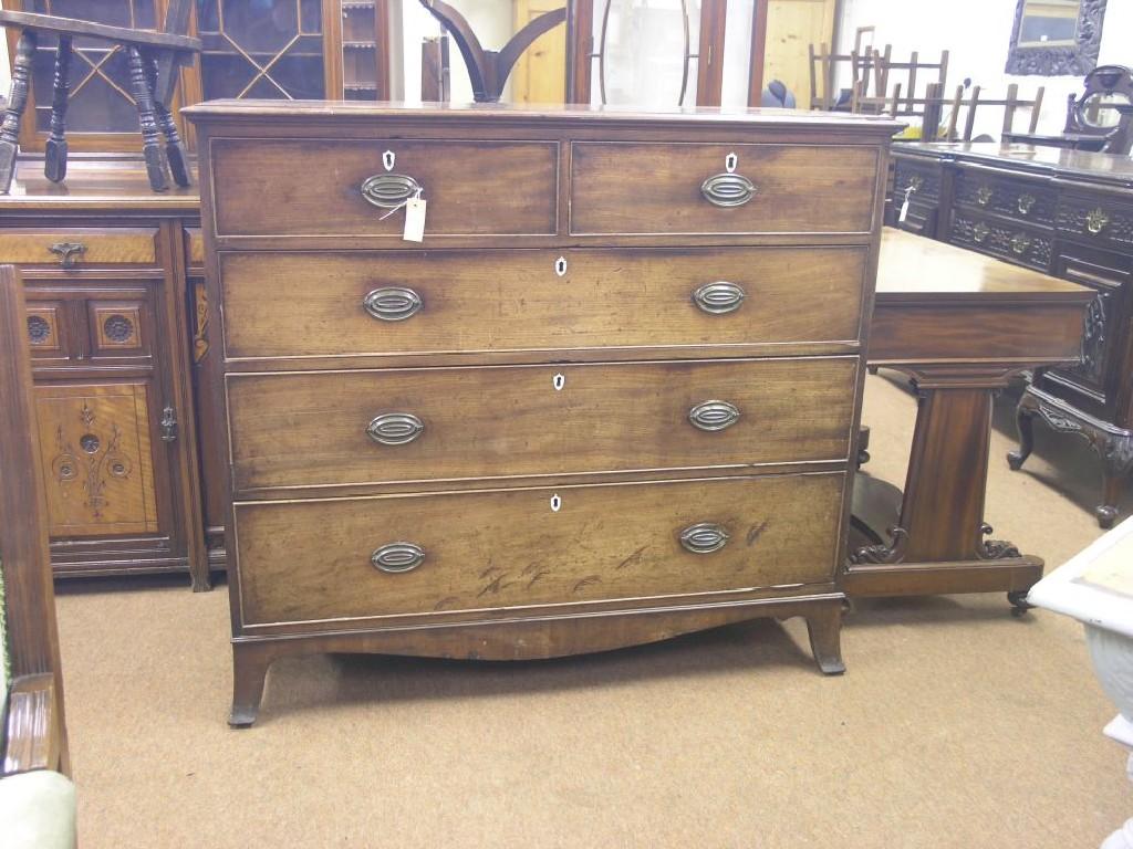 Appraisal: A late Georgian mahogany chest cross-banded top above two short