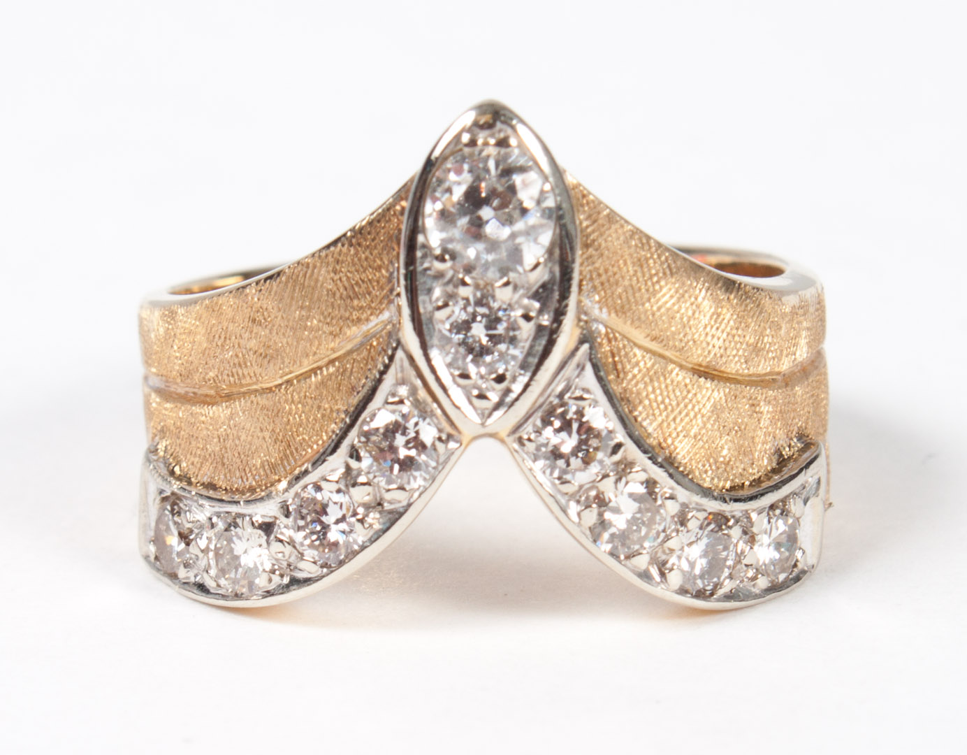 Appraisal: Lady's Retro style diamond gold ring containing a graduated set