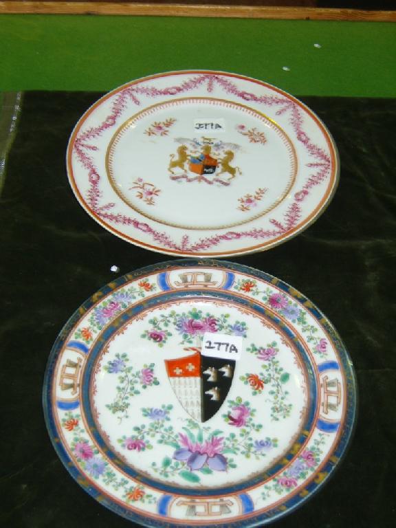 Appraisal: Two th century Samson porcelain armorial plates in a late