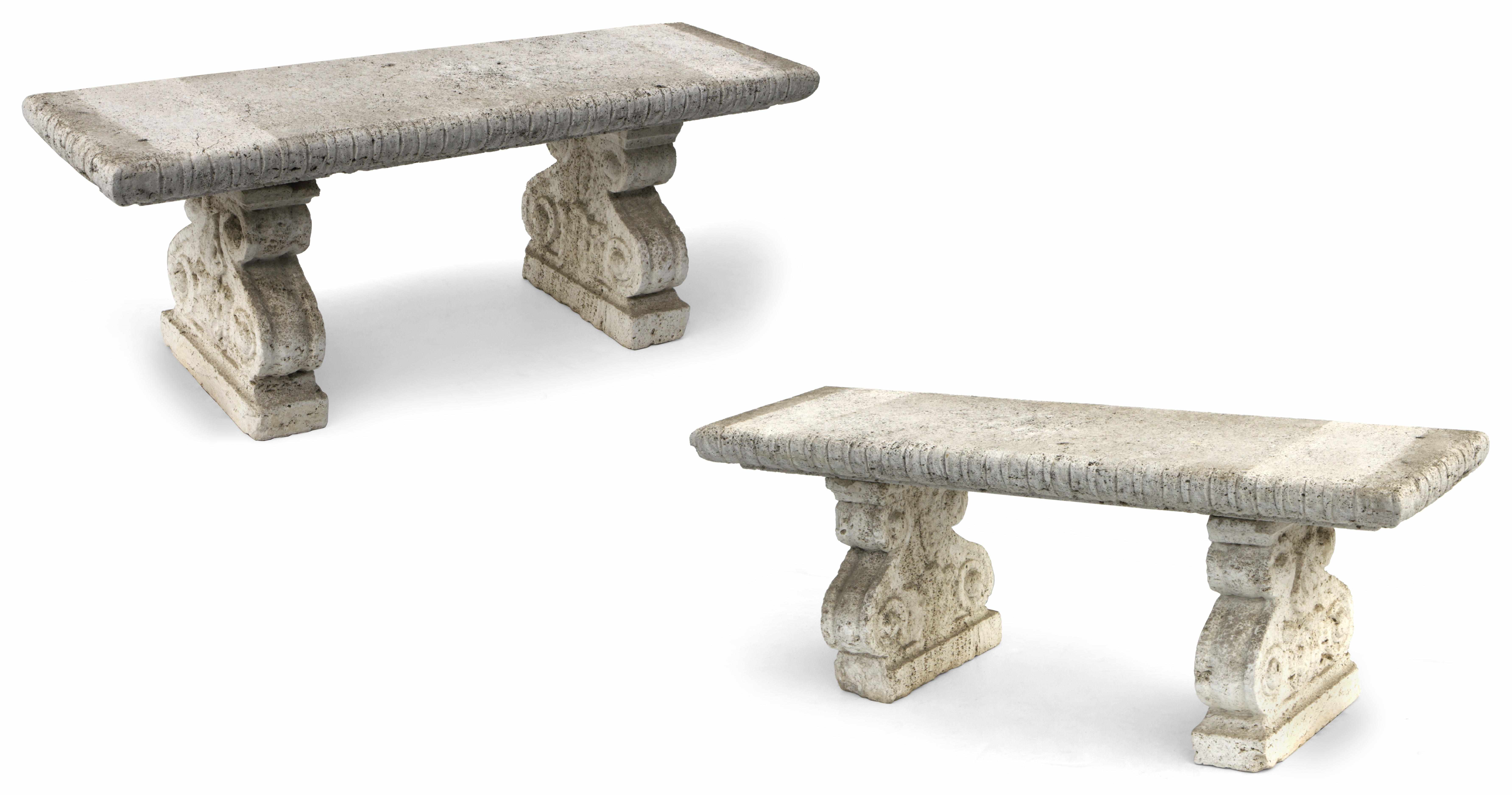 Appraisal: A set of six Renaissance Revival cast stone benches th