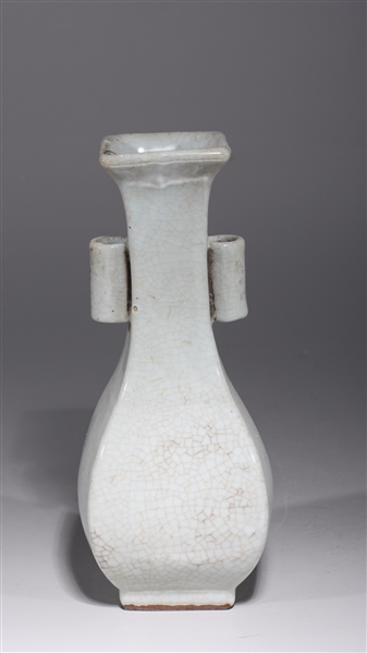 Appraisal: Chinese celadon crackle glazed vase with handles and mark to