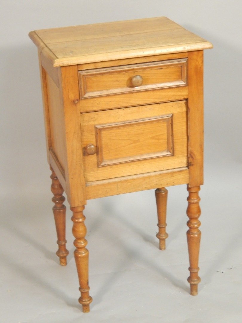 Appraisal: A thC French satin walnut bedside cabinet the rectangular top