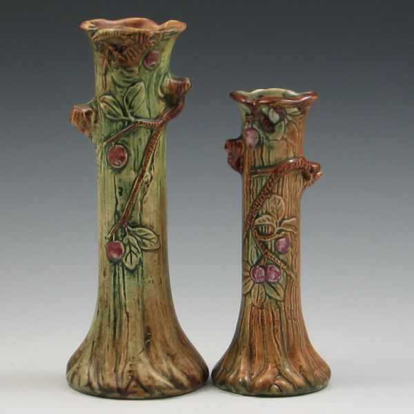 Appraisal: Two Weller Woodcraft Vases left is unmarked chip on rim