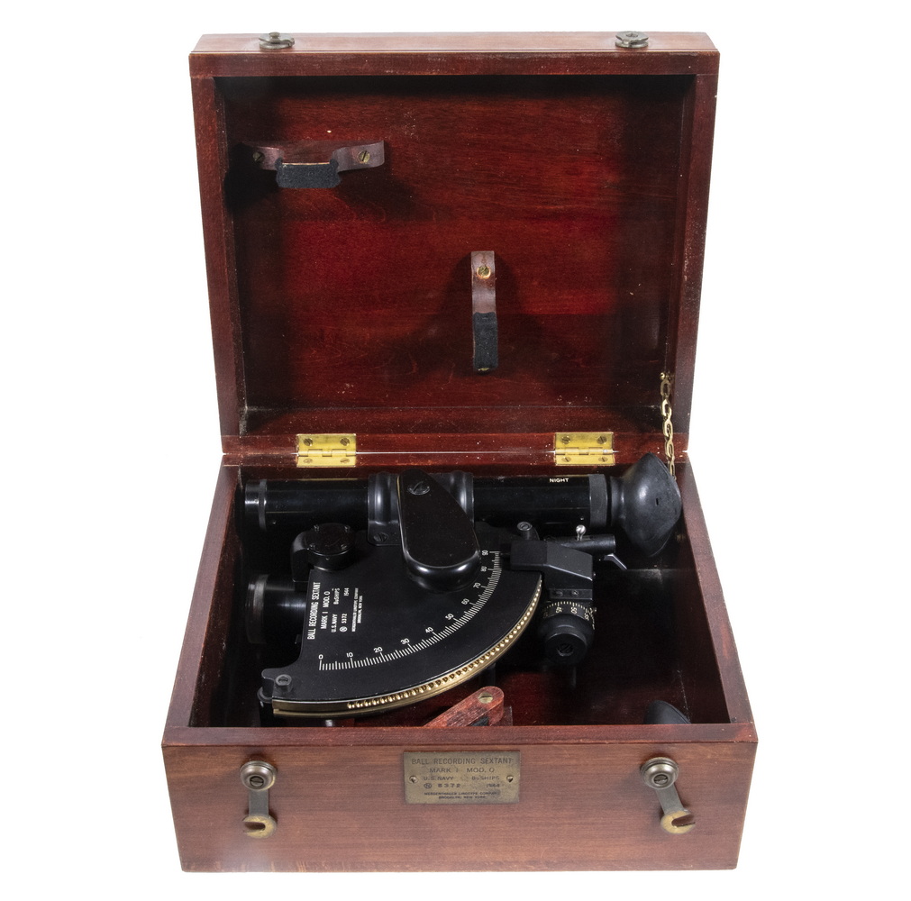 Appraisal: US NAVY BALL RECORDING SEXTANT Cased Mark Model Ball Recording