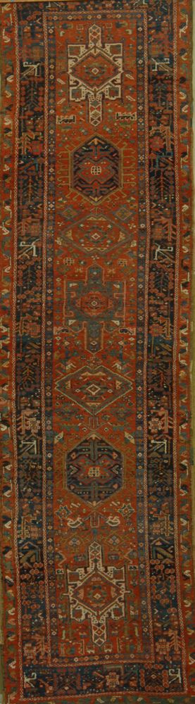 Appraisal: ORIENTAL RUG KARAJA RUNNER ' x ' Seven traditional geometric