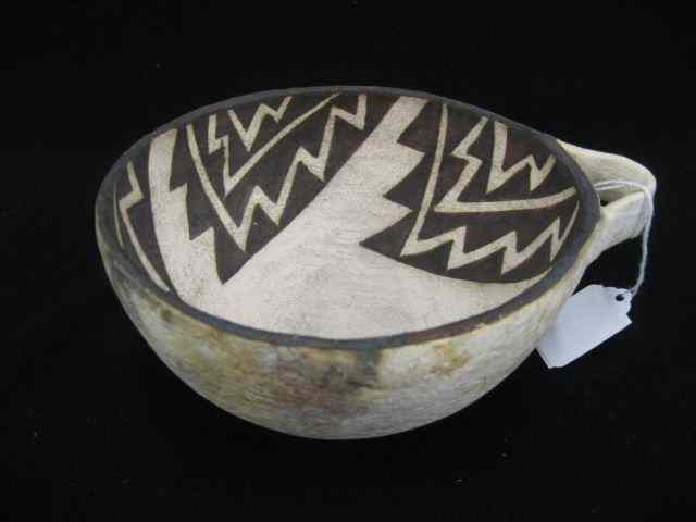 Appraisal: Hopi Indian Pottery Bowl lightning bolt design loop handle ''