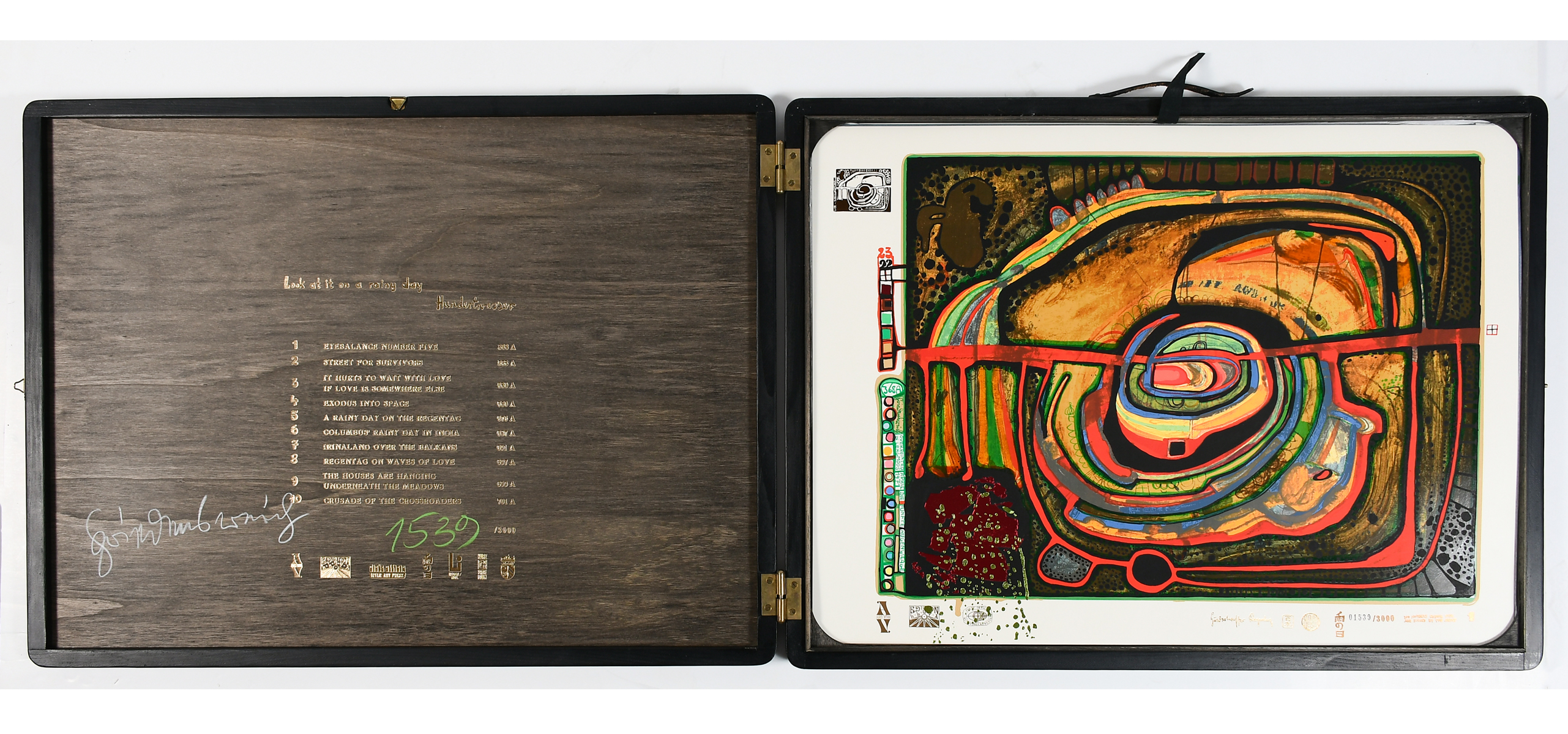 Appraisal: FRIEDENSREICH HUNDERTWASSER REGENTAG SERIGRAPH PORTFOLIO In original wooden hinged box