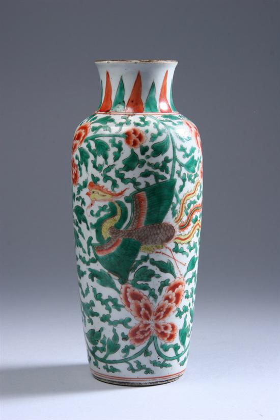 Appraisal: CHINESE SANCAI PORCELAIN VASE Qing Dynasty Phoenix bird and floral