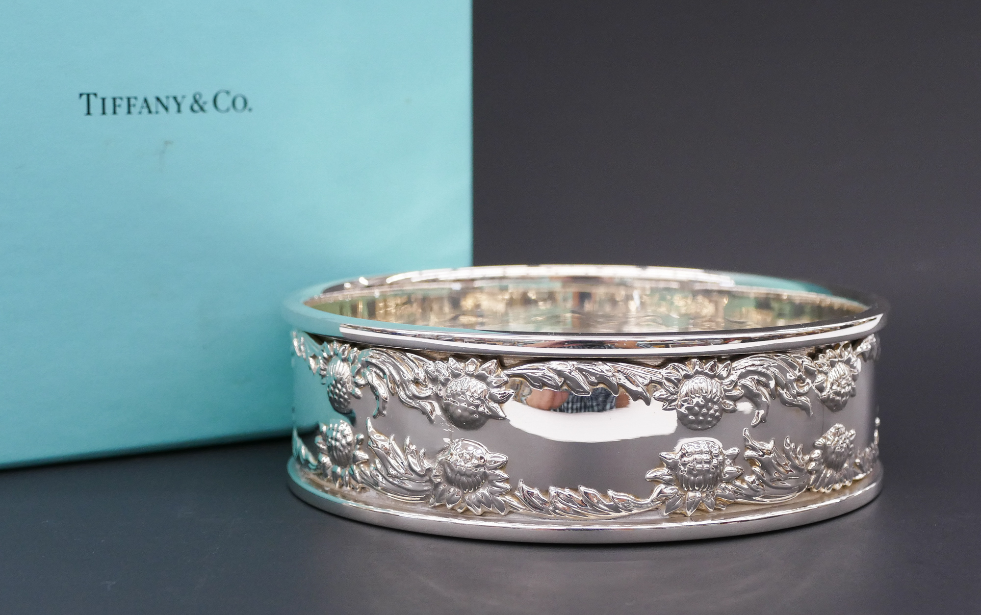 Appraisal: Tiffany Co ''Chrysanthemum'' Sterling Wine Coaster ''x '' A heavy