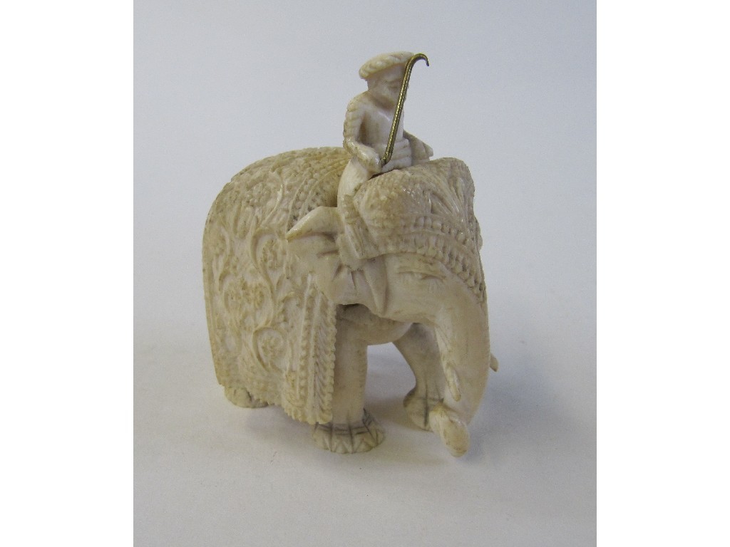 Appraisal: Carved ivory elephant figure with detachable Howdah