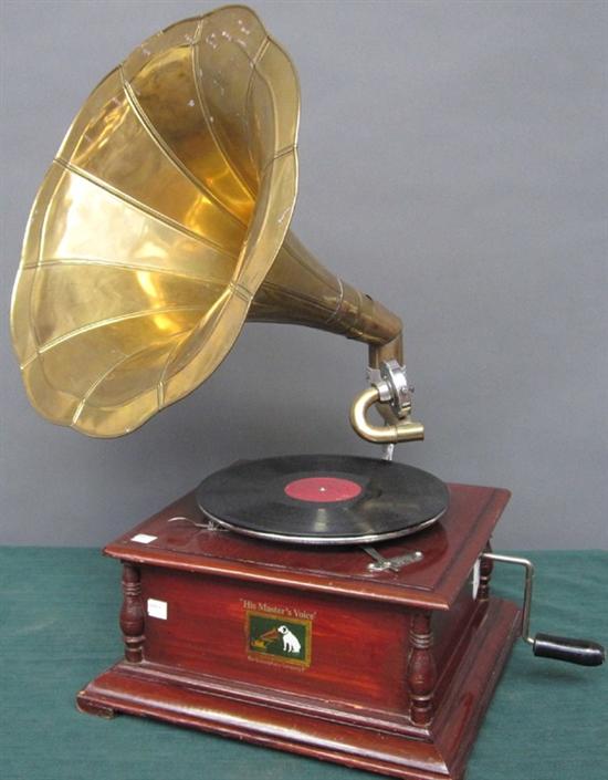 Appraisal: BRASS HORN VICTROLA WORKING