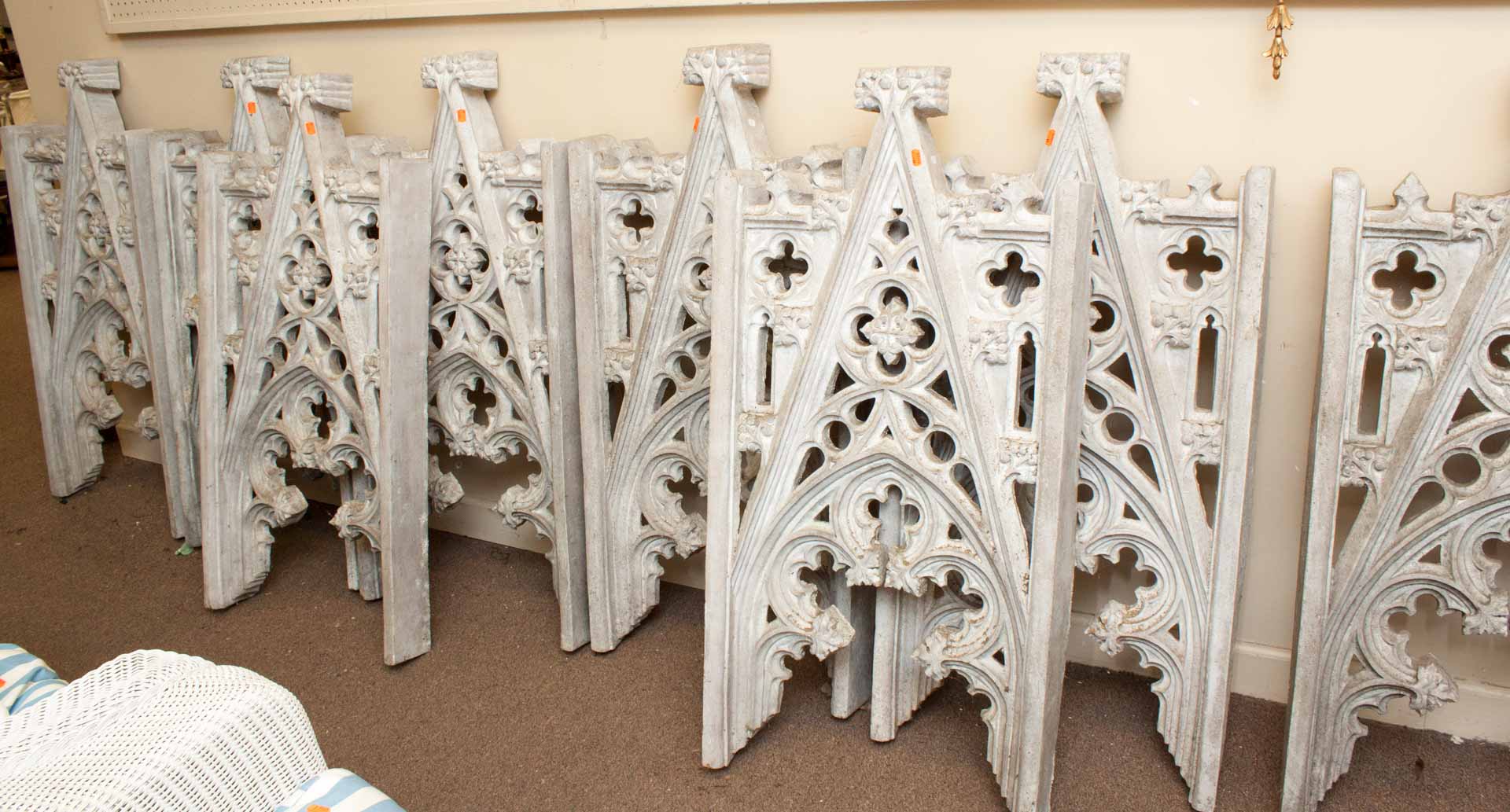 Appraisal: Eight fiberglass Gothic architectural elements