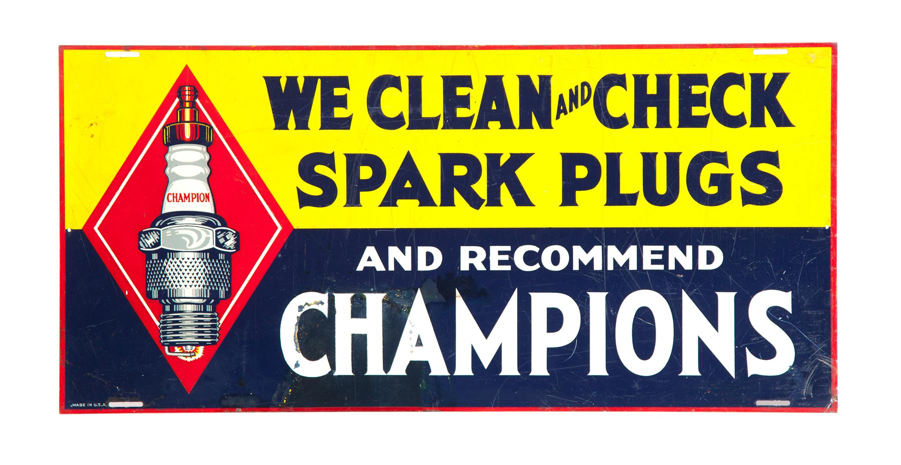 Appraisal: TWO SPARK PLUGS SIGNS American mid th century One single-sided