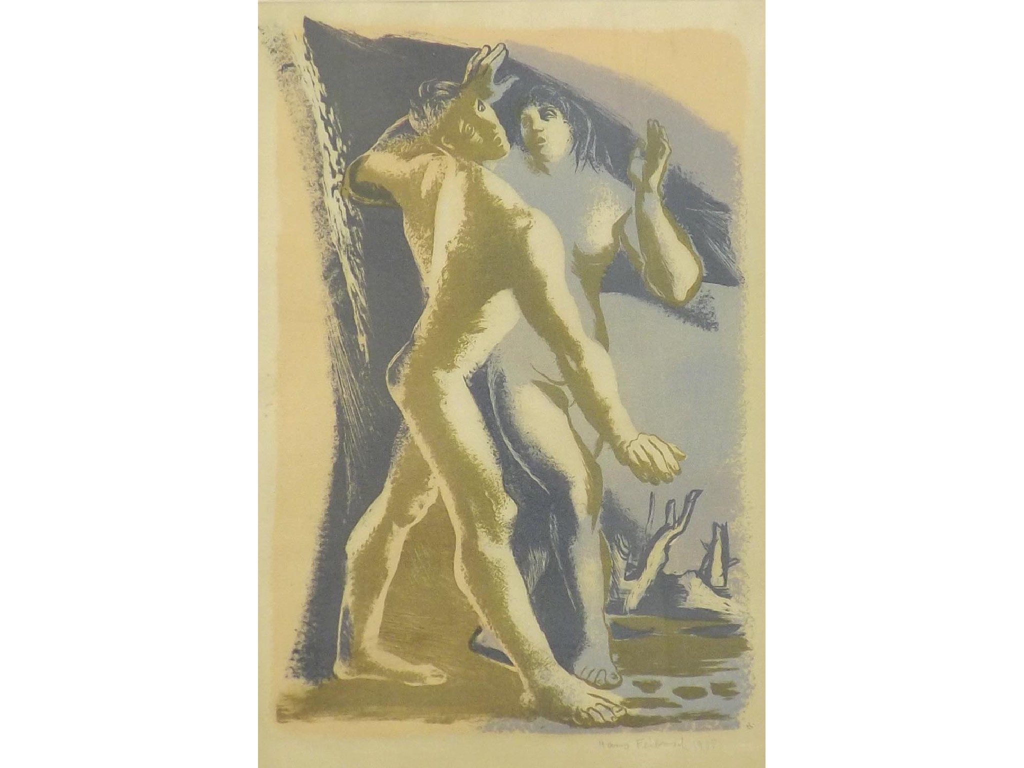 Appraisal: Hans Feibusch - German - 'Lovers' signed and dated Blond