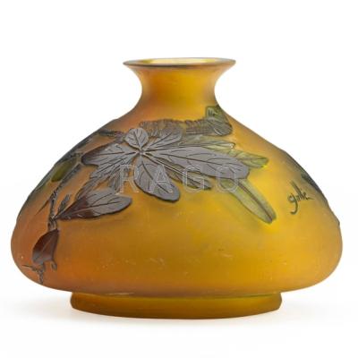 Appraisal: GALLE Cameo glass vase with floral and leaf decoration early