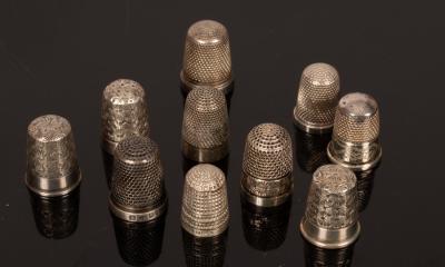 Appraisal: Ten silver thimbles Charles Horner Chester approximately gm