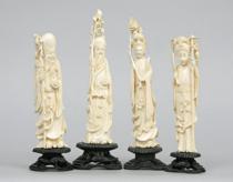 Appraisal: A Group of Four Carved Ivory Dieties Chinese carved ivory