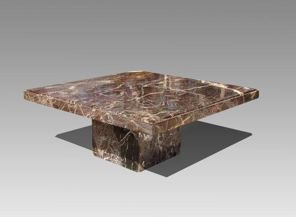 Appraisal: MODERN POLISHED MARBLE COCKTAIL TABLE Marble top and pedestal base