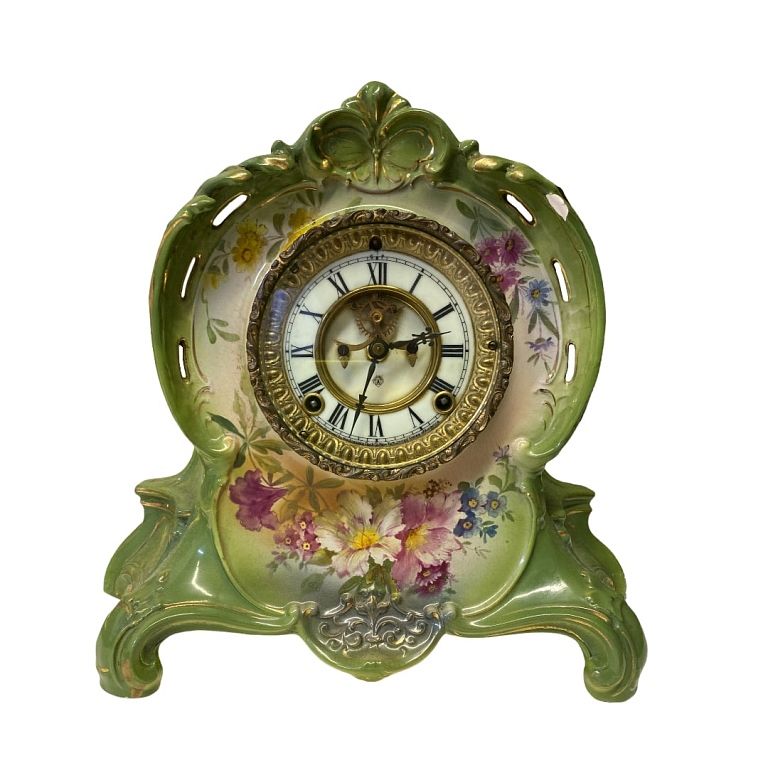 Appraisal: Royal Bonn Porcelain Royal Bonn Porcelain Clock Measures inches high