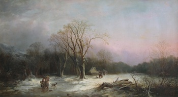 Appraisal: John James Wilson British - Winter landscape with wood gatherers