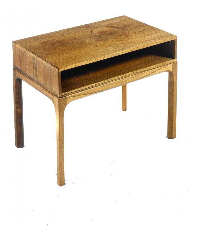 Appraisal: A DANISH ROSEWOOD TABLE WITH SHELF BY AKSEL KJERSGAARD on