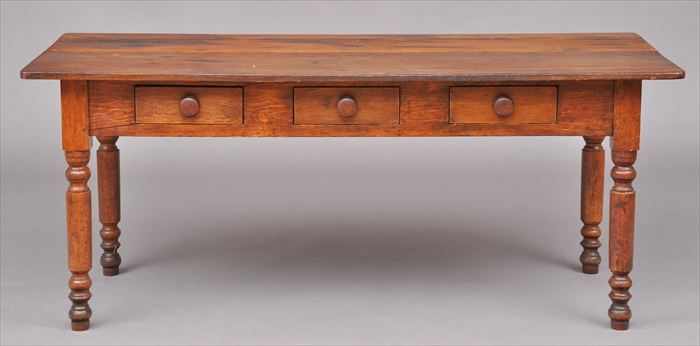 Appraisal: VICTORIAN-STYLE OAK AND PINE TABLE The rectangular top over conforming